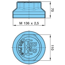 BPW ECO PLUS M136X2.5 CHROME HUB CAP