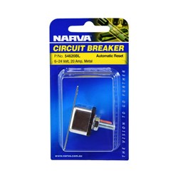 NARVA 20A C/BREAKER AUTO RESET 90&#39;BK