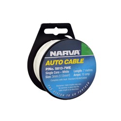 NARVA CABLE S/CORE 3MM 10A 7M WHITE