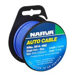 NARVA CABLE S/CORE 4MM 15A 4M BLUE
