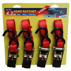 HAND RATCHET 25MM X 4.2M 340kg 4 PACK
