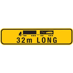 WA 32M LONG ROAD TRAIN PBS WARNING SIGN - ONE PIECE - ALUMINIUM