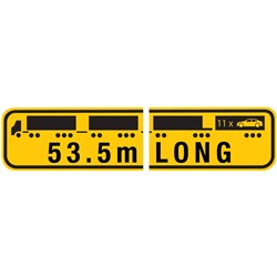 WA 53.5M LONG ROAD TRAIN B-DOUBLE WARNING SIGN - TWO PIECE - ALUMINIUM